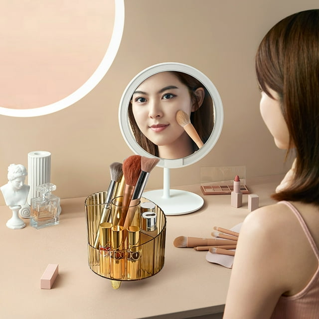 Estuche organizador de brochas de maquillaje de plástico transparente | Caja de almacenamiento de cosméticos multirejilla para brochas, labiales, bolígrafos y perfumes pequeños | Contenedor portátil