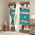 thumbnail image 3 of Manfei Rustic Western Aztec Black Out Curtains,Country Farmhouse Lodge Curtains Pack of 2 (42x63 Each),Cyan Brown Bedroom Curtains For Men Women,Breathable Home Decor, 3 of 6