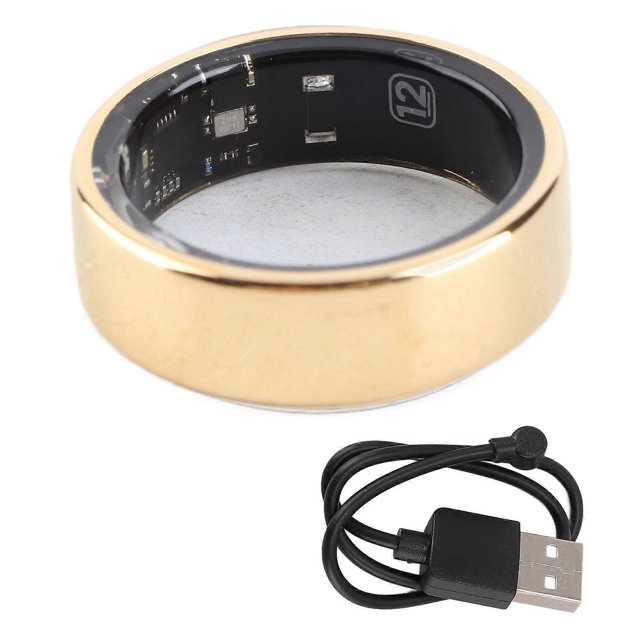 Bague intelligente BT avec contrôle gestuel et suivi de la condition physique, modes multi-mouvements, étanchéité IP68, dorée, taille 12