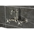 thumbnail image 3 of Kingston Brass KS2446AX Heritage Double-Handle Wall-Mount Bridge Kitchen Faucet, Polished Nickel, 3 of 7