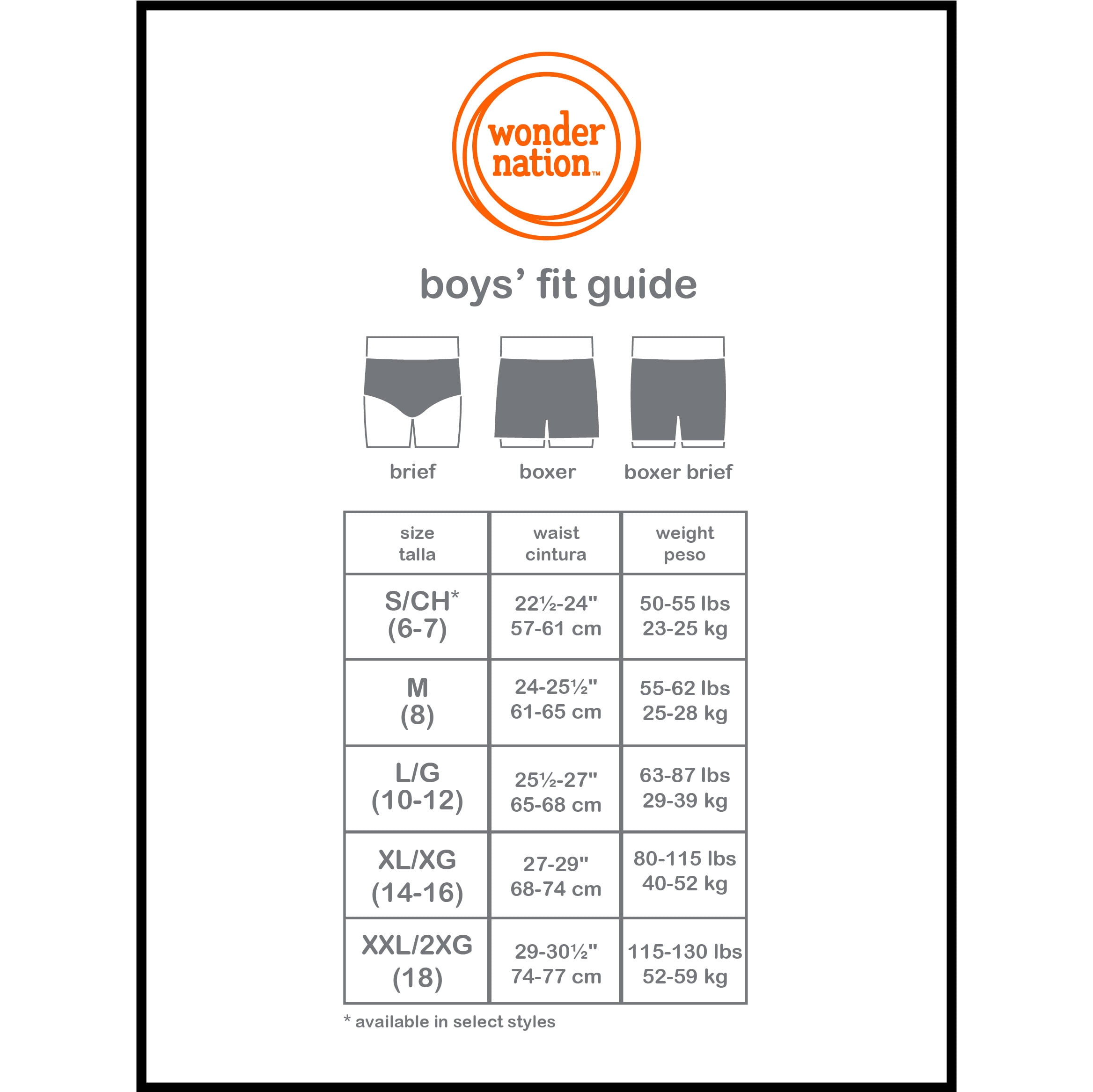 Wonder Nation Boys Underwear, Soft Cotton Boxer Briefs, 10-Pack, Sizes S-XXL & Husky