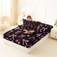 thumbnail image 4 of Manfei Fashion Bow Ribbon Twin Fitted Sheet,Pink Loves Pattern Bedding,2-Piece,1 Fitted Sheet and 1 Pillowcase, 4 of 6