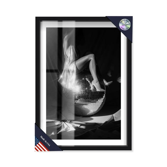 Disco Ride Shadowbox Print Fashion Art Prints by Notoriart, Black Frame, 11 x 16