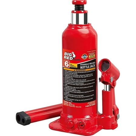 Big Red 6 Ton Hydraulic Welded Bottle Jack for Car (12,000 lb) Capacity, Red, W906R
