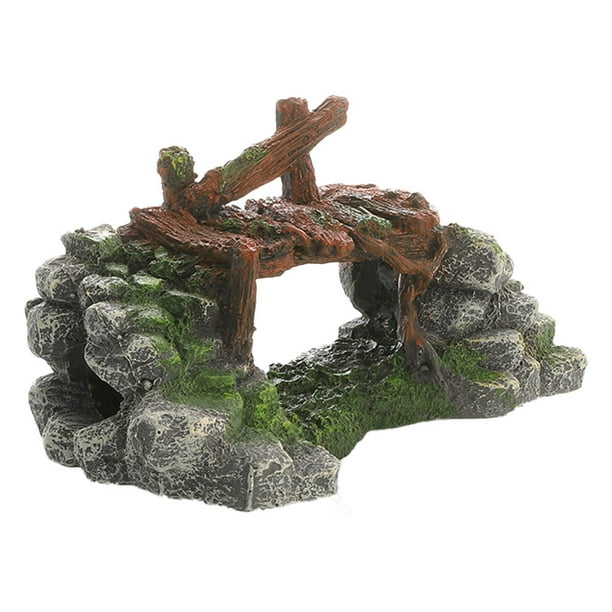 Decoración de paisaje de pecera, puente de arco de acuario, puente colgante, decoración de roca