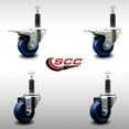 thumbnail image 2 of 3 Inch SS Solid Poly Swivel 1 Inch Expanding Stem Caster Set 2 Total Lock Brakes, 2 of 2
