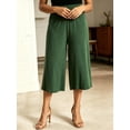 thumbnail image 6 of LMLYSoH Women’s High Rise Capri Pants Elastic Waist Solid Color Loose Fit Cropped Pants Trousers, 6 of 8