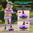 thumbnail image 2 of Hurtle Monopatin Scooter para Niños de 2 a 5 Años, 3 Ruedas con Luces LED, Mini Kickboard con Freno, Manillar Ajustable de 63 cm a 71 cm, Antideslizante, Patin del Diablo, Violeta, 2 of 7