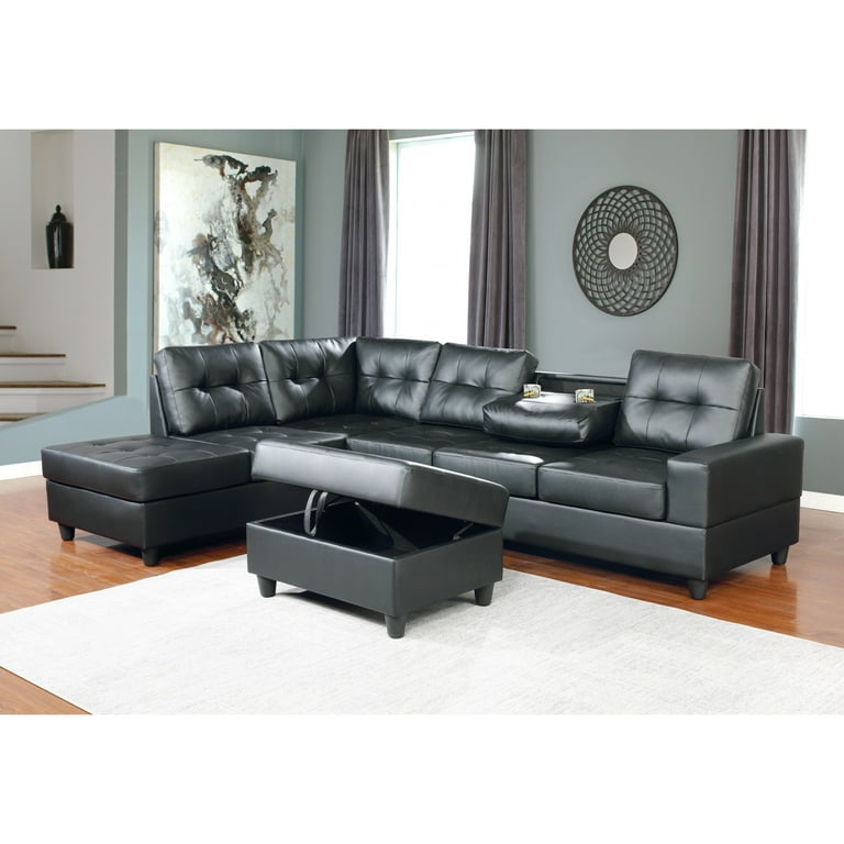 Boston Reversable Sectional Sofa Black