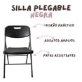 thumbnail image 3 of Set 8 Sillas Plegables Reforzadas 120kg Acero Polietileno Comedor Hogar Eventos Color Negra., 3 of 5