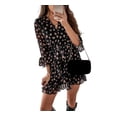 thumbnail image 2 of Xuan Binli Women's Summer Love Shaped Printed Medium Long Sleeved Dress With V-neck Ruffle Edge Short Skirt Apricot L Dress, 2 of 6
