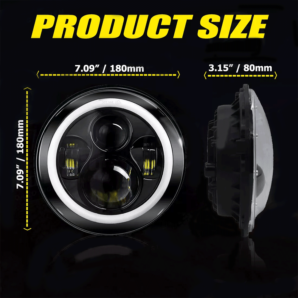 For 2008-2016 Jeep Patriot Pair 7" inch Round LED Headlights DRL Projector Light