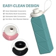 thumbnail image 5 of Collapsible Water Bottles 20.6oz, Silicone Foldable Portable Travel Water Bottle, BPA-Free, Leakproof Reusable for Traveling Camping Hiking Sports Outdoor, 3 Pack (Blue+Pink+Starlight), 5 of 6