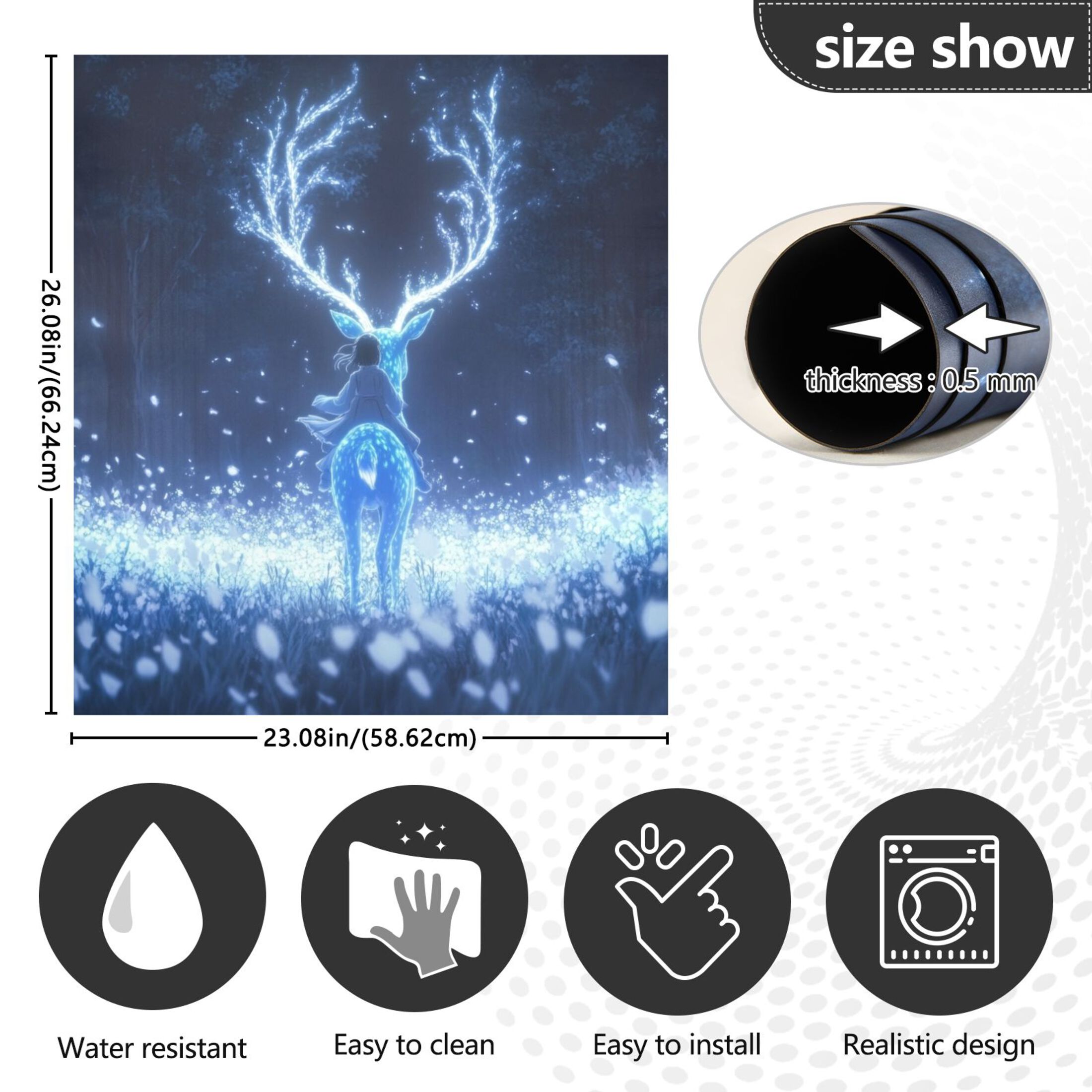 Dishwasher Magnetic Sticker 23x26 Inch Refrigerator Magnetic Sticker Washing Machine Magnetic Sticker Kitchen Panel Magnetic Sticker Home Decor Cartoon Blue Elk