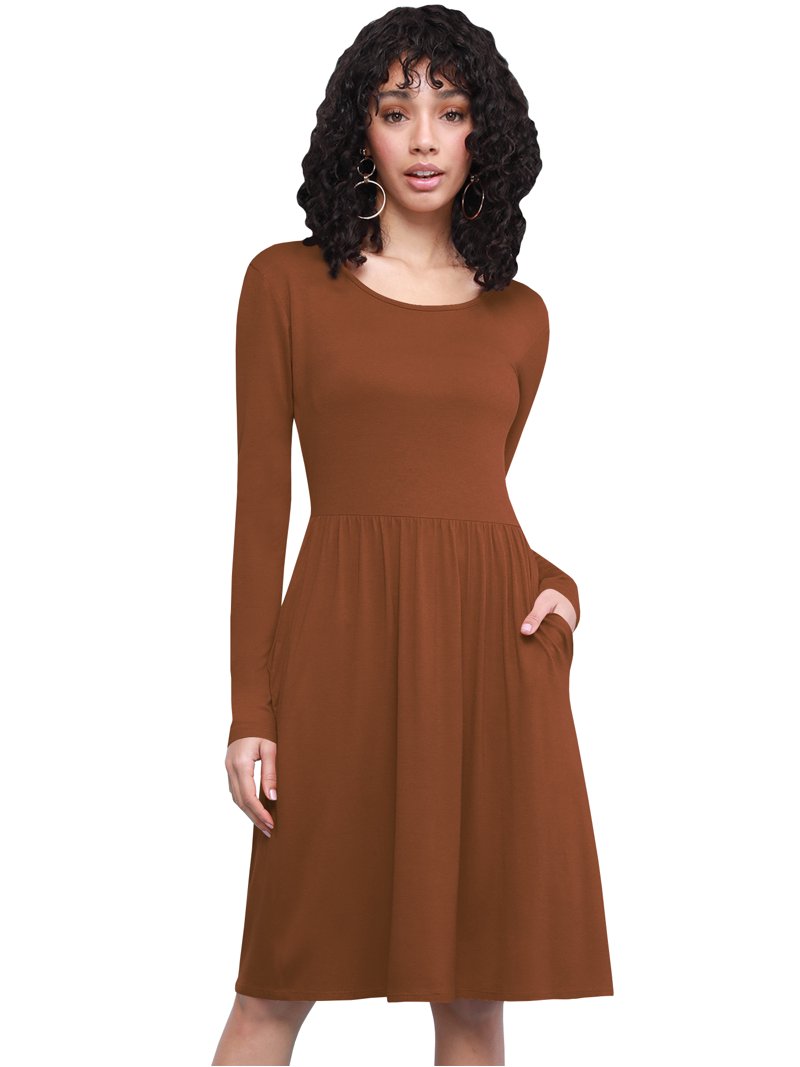 white christmas dresses Express Thanks Ruffle Dress- Dark Rust main image 1