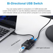 USB 3.0 Switch, Bi-Directional USB Switch 2 in 1 Out / 1 in 2 Out, USB Switcher 2 Computers Share Keyboard Mouse Scanner Printer, USB KVM Switch Compatible with Mac/Windows/Linux