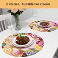 thumbnail image 5 of Sweet Shop Words Round 13 Inch Placemats Set of 2, Candyland Colorful Lollipop Potatoes HeatResistant Non Slip Place Mats for Dining Table, Wipeable Braided Kitchen Table Mats for Housewarming, 5 of 9