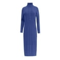 thumbnail image 5 of DHFJKG Sweater Dress For Women Knit Jacquard Turtleneck Long Sleeve Solid Color Slim Fit Maxi Dress (Without Belt) Cozy Dresses, 5 of 5