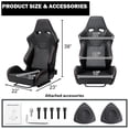 thumbnail image 3 of Spec-D Tuning Black Nappa Style PU Leather, Fully Reclinable Racing Seat w/Dual Sliders Compatible, Left + Right Pair, 2 Seats, 3 of 7