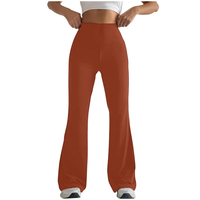 Timegard Workout Legging for Women High Waist Slim Fitting Bell Bottom Basic Yoga Trousers Solid Color