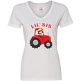 thumbnail image 3 of Inktastic Farmer Tractor Little Sis Women's V-Neck T-Shirt, 3 of 5