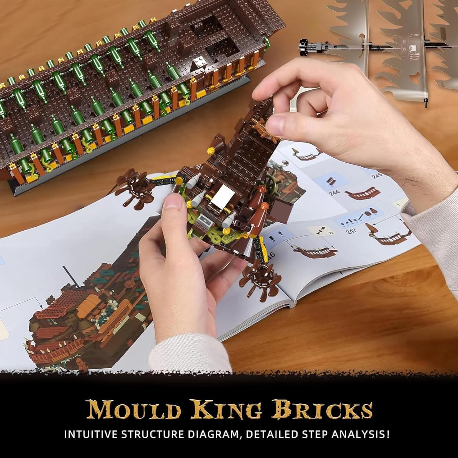 Large Pirates Ship Model Building Blocks Kits, MOC Dutchman Building Block Pirate Ship Construction Set to Build, Toys Gift for Age 14+/Adult Collections Enthusiasts (4364+Pieces)