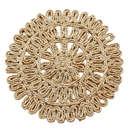 

Natural Straw Weaving Tableware Mat Coasters Aromatherapy Candle Candlestick Decorative Pad Desktop Decoration Accessories B