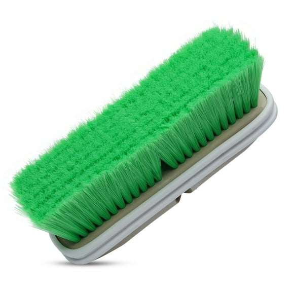 Nanoskin Premium 10-Inch Green Nylon Fountain Vehicle Wash Brush with Flagged-Tip Bristles, Flow-Thru Hole & Tempered Handle Hole, Car/Truck/RV Detailing | Cleaning Tool for Professional and Home Use