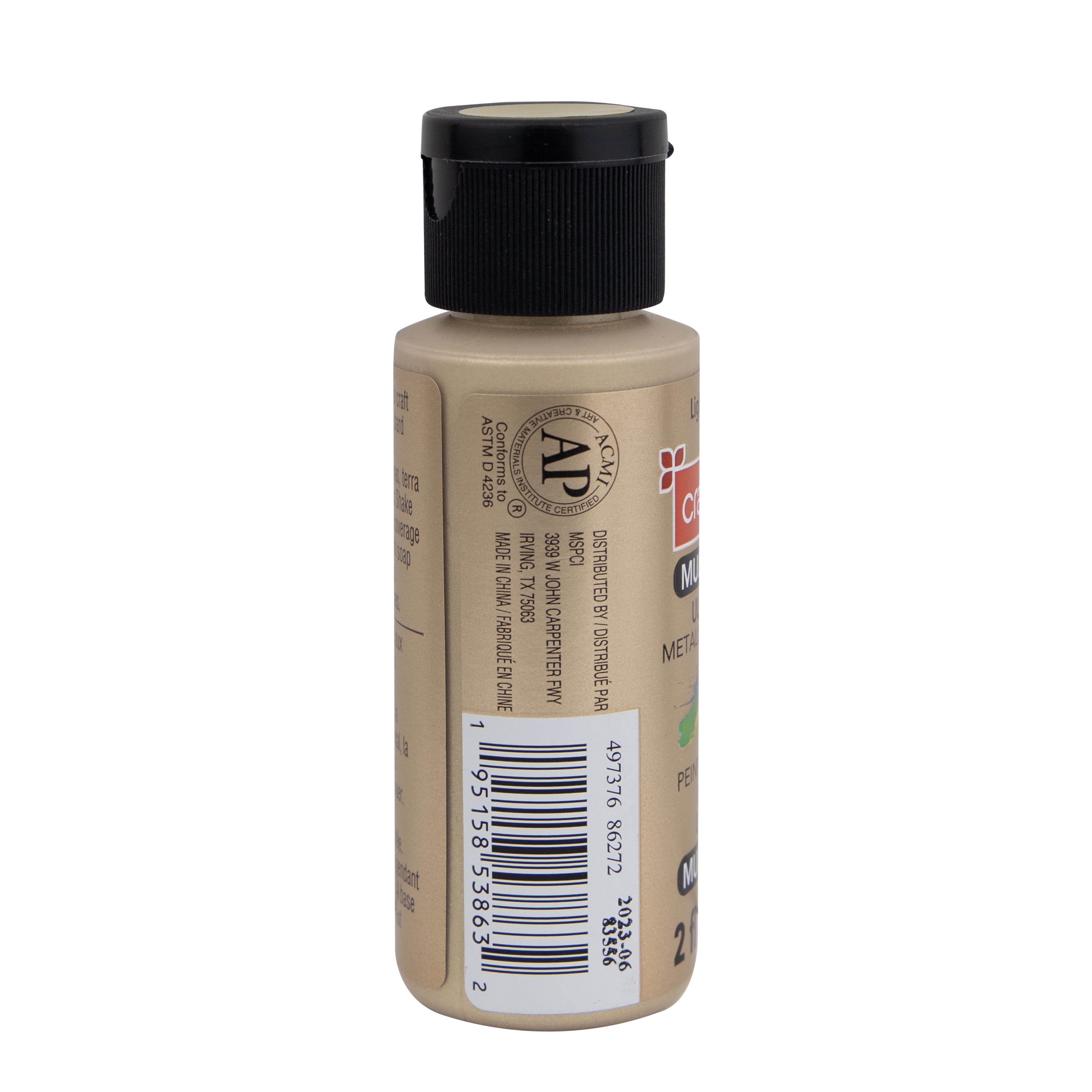 Craft Smart Light Gold Premium Ultra Bright Metallic Paint - Multi-Surface Shimmer Finish for Art, Crafts & Decor, 12 Pack
