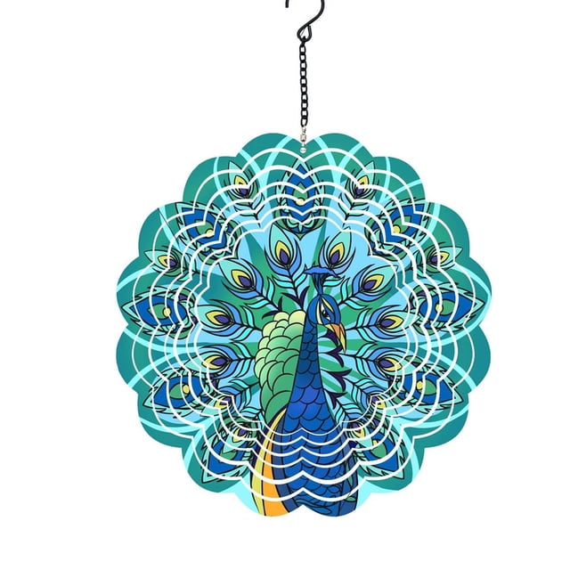 Peacock Rotating Wind Chimes For Outside Metal Hanging Decorations Gift Colorful Wind For Home Tree Ornaments