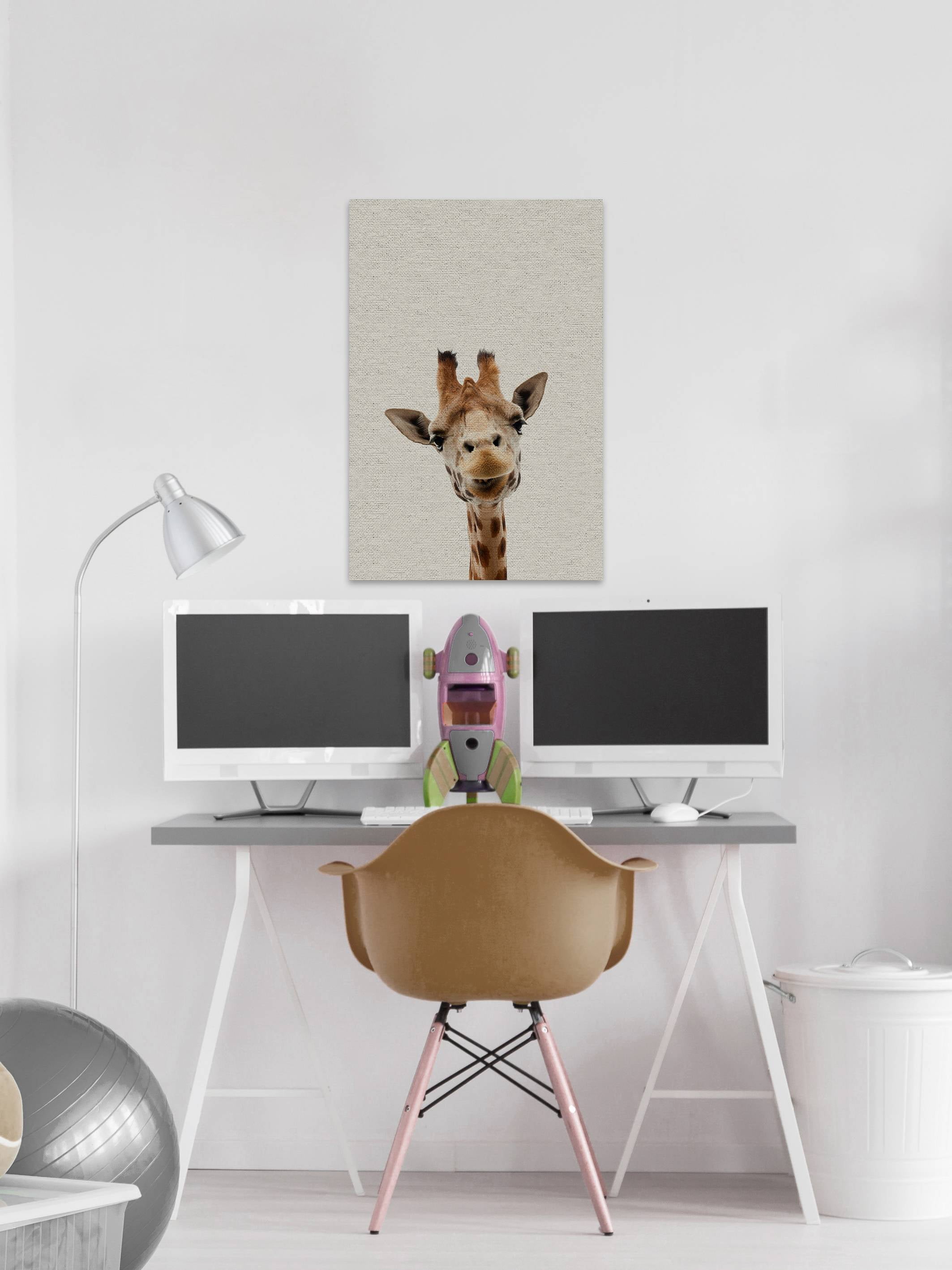 Curious Giraffe Painting Print on Wrapped Canvas