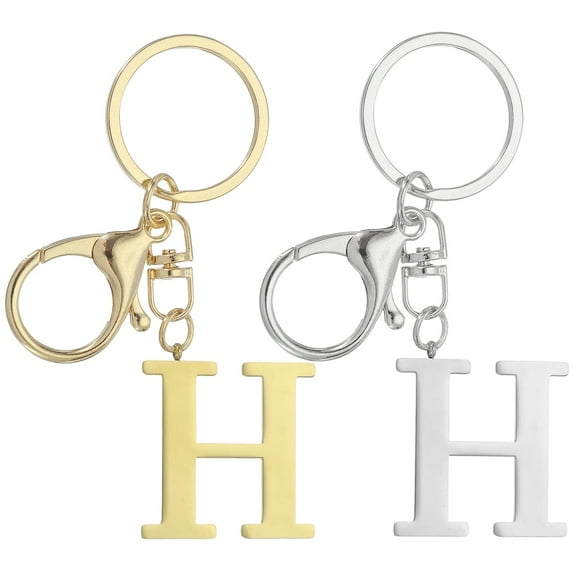Uxcell Initial Letter Keychain, 2Pcs Letter A-Z Keychain for Women Alphabet H Pendant for Key Handbag Purse Bag, Gold/Silver
