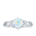 thumbnail image 4 of Rosec Jewels Genuine Opal Engagement Ring with Diamond - 6 mm Round Ethiopian Opal Ring (AAA Quality), 18K White Gold, US 12.50, 4 of 9