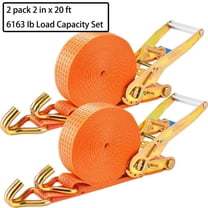 BOYOU 2 Pack 2 in x 20 FT Double J Hook Ratchet Straps (6,163 lbs Break Strength), Heavy Duty Tie Down Straps for Trucks(Orange)