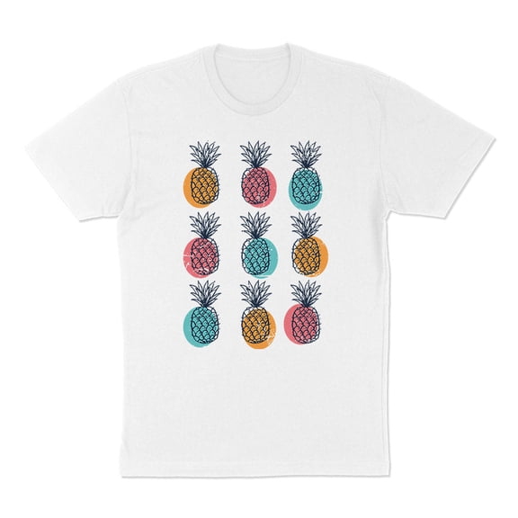 Retro Pineapple Print Shirt Unisex Large White