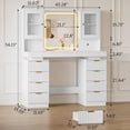 thumbnail image 2 of FANRAL Large Fluted Vanity with LED Lighted Mirror,Built-in Cabinet Lighting & Multi-Drawer Storage,Modern Dressing Table for Bedroom Beauty Space,White Vanity, 2 of 8