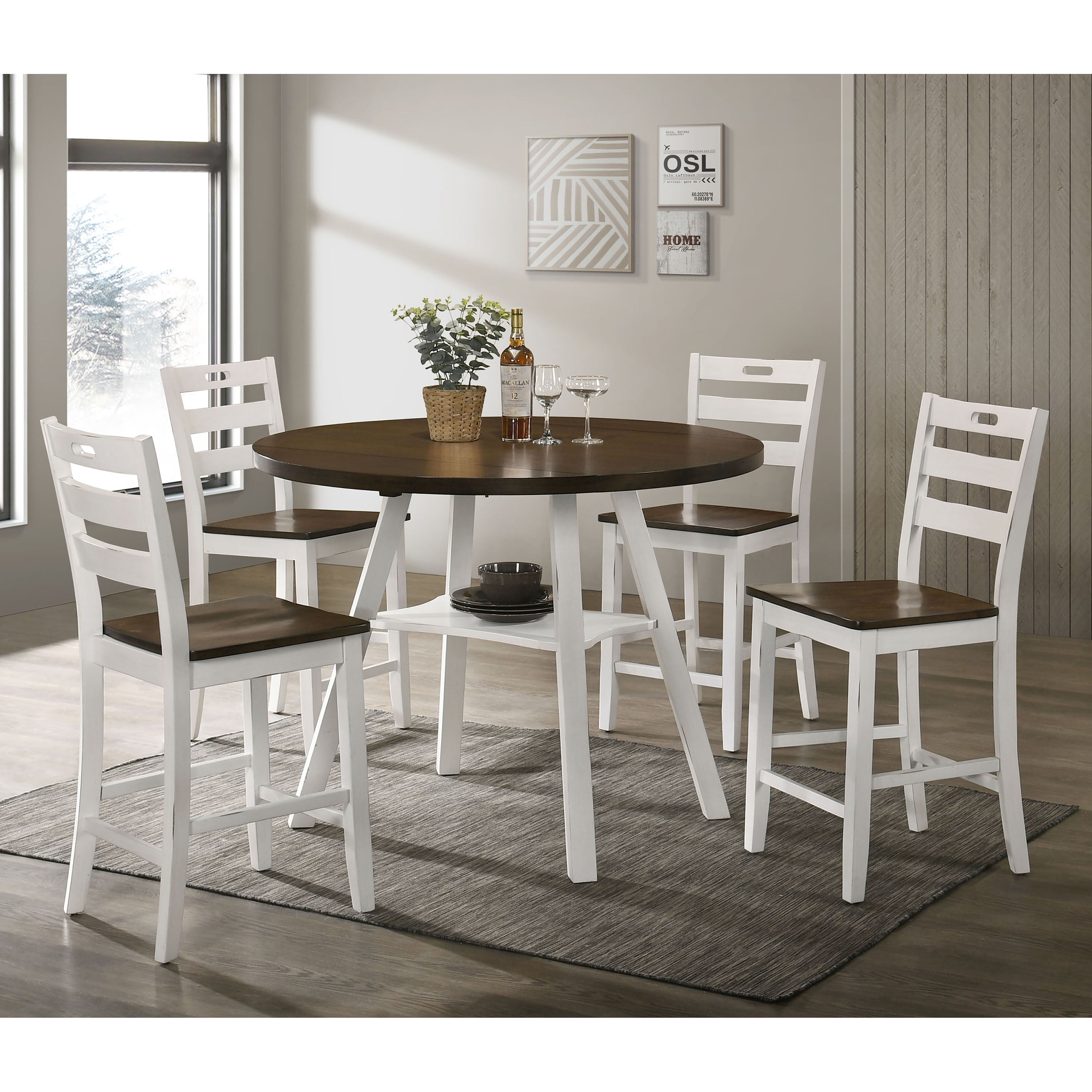 Furniture of America Donia Wood Counter Chair- Set of 2, Sea White
