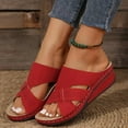 thumbnail image 6 of Viluyesy Women's Slide Sandals, Arch Support Soft Sole Open Toe Daily Casual Comfort Wedge Shoes Red 7.5, 6 of 7