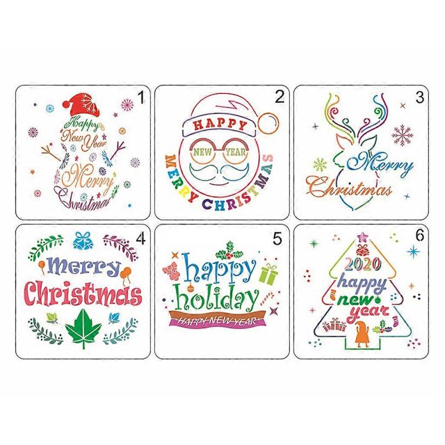 Juego de 6 plantillas para dibujar con diseño de árbol de Navidad y muñeco de nieve, para pintar, repujar, hacer álbumes de recortes, manualidades decorativas.