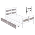 thumbnail image 6 of Twin Metal Platform Bed Frame with Rotatable TV Stand, Metal Platform Bed Frame with 2 Storage Drawers and Rotatable TV Stand for Bedroom, No Box Spring Needed (White), 6 of 9