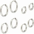 thumbnail image 6 of 10Pairs Ion Plating(IP) 304 Stainless Steel Hoop Earrings Manual Polished Huggie Earrings Real 18K Gold Plated 12 Gauge 14x2mm Pin: 1mm Inner Diameter: 10mm, 6 of 9