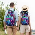 thumbnail image 4 of Balery Neon Free Play Mochila Clásica Impresa Básica para Viaje, Mochila Escolar Resistente al Agua, Mochila de Lona con Correas Ajustables-Medium, 4 of 5