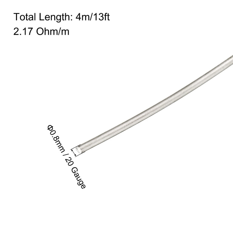 Nichrome Resistance Heating Wire - 0.8mm 20AWG, Cr20Ni80 Alloy, 16ft Length For Heating Elements