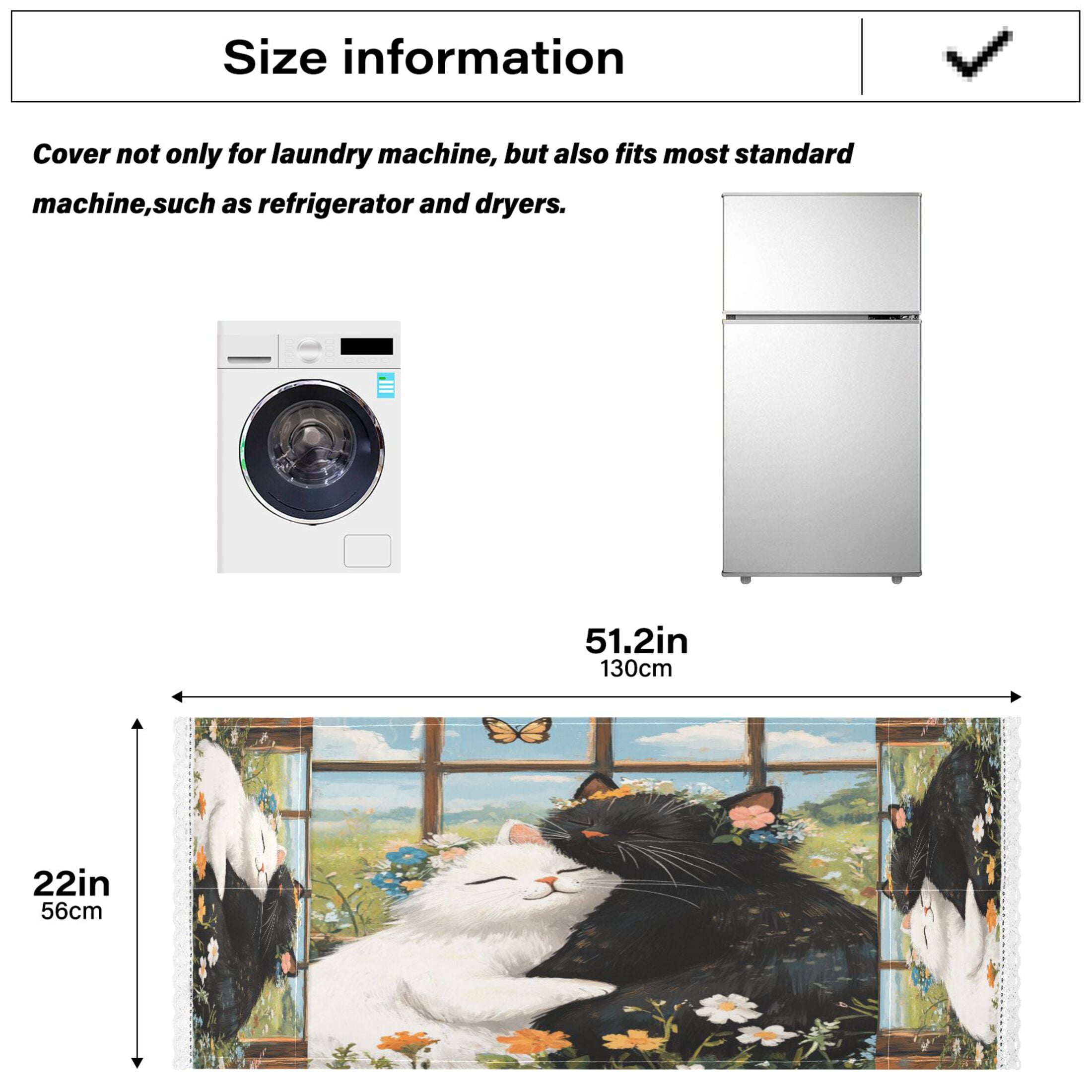 A Collage Of Two CatsWasher and Dryer Covers Dust-Proof and Oil Resistant Fridge Cover with 4 Storage Pockets Washing Machine Top Cover for Laundry Kitchen Home 51.2 x 22 In