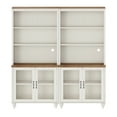 thumbnail image 4 of WAMPAT Farmhouse Bookcase, Bookshelf with Glass Doors, Large Wood Display Book Shelf with Adjustable Shelves and Storage Cabinet for Living Room, Bedroom, Library, Office, White (2PCS), 4 of 7