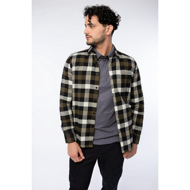 CAMISA DE FRANELA A CUADROS CON BOLSILLOS PARA HOMBRE GENERRA