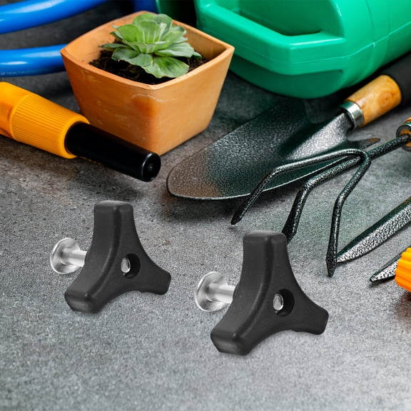 ELAYARD 4Sets Universal Lawnmowers Handle Replacement with Triangle Knob Wing Nut and Bolt Black