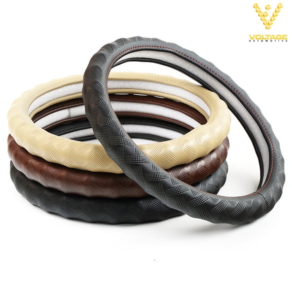 15'' Vehicle Steering Wheel Cover Genuine Leather Non-slip Vehicle Accessories