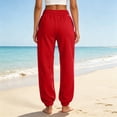 thumbnail image 4 of Resicozy Sweatpants for Women Trendy Drawstring Elastic Waist Bottom Lounge Pant Lightweight Baggy Joggers with Pocket Red S, 4 of 5
