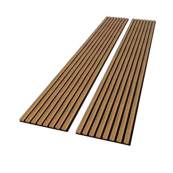 Ozarke 2 Acoustic Wood Wall Veneer Slat Panels- 94.49" x 12.6" - Teak